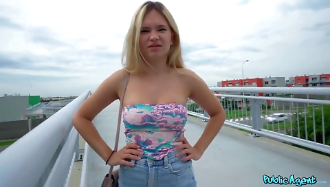 Sexy blonde girl is ready for money