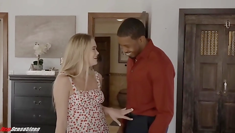 Hot blonde babe gets fucked by a huge cock